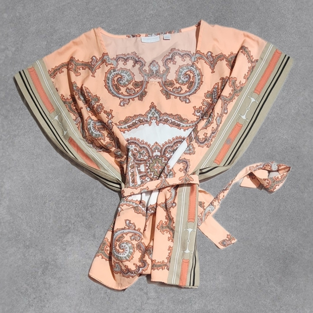 New York & Company square handkerchief peach top Size Small